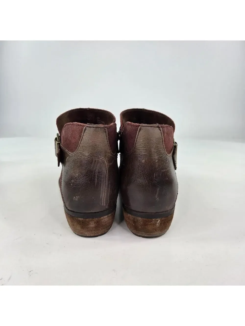 Born Kati Women's ankle booties US 9 M burgundy suede dark leather strap Boot